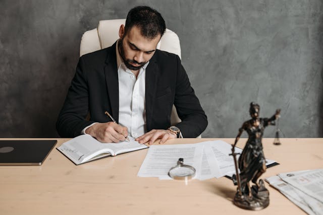a-man-in-black-suit-writing-on-notebook